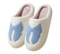 Generisch Pantofole da donna graziose caricature antiscivolo, suola morbida, pantofole invernali, comode e calde, in peluche, per il tempo libero, per la casa, per il tempo libero, in feltro, Celeste