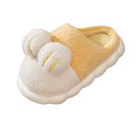 Generisch Pantofole da donna in cotone Scuff Cat Plüsch Pantofole invernali per interni per le donne, per la coppia di innamorati, autunno e inverno, a casa, calde, con suola spessa, giallo., 37