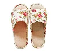 Generisch Pantofole da donna, in lino, comode e comode, per il soggiorno, per il soggiorno, da donna, con funzione Funky Sliders, traspiranti, boho, Colore: rosso, 43 EU
