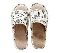 Generisch Pantofole da donna, in lino, comode e comode, per il soggiorno, per il soggiorno, da donna, con funzione Funky Sliders, traspiranti, boho, grigio., 37 EU