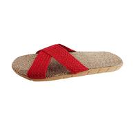 Generisch Pantofole da donna in stile bohémien, con strass, piatte, casual, Colore: rosso, 40 EU