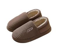 Generisch Pantofole da donna, in tinta unita, leggere, per il tempo libero, invernali, calde, comode pantofole in cotone, eleganti e antiscivolo, con suola piatta, caffè, 40 EU