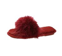 Generisch Pantofole da donna invernali, calde e pelose, aperte, per il tempo libero, per il tempo libero, Colore: rosso, 41 EU
