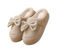 Generisch Pantofole da donna invernali, calde, piatte, in feltro, in memory foam, antiscivolo, per la casa, cachi, 37 EU