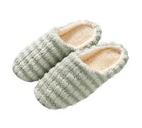 Generisch Pantofole da donna, morbide, calde, antiscivolo, con fondo muto, in peluche, per interni, per il tempo libero, invernali, in feltro, verde, 39 EU