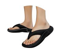 Generisch Pantofole da uomo, comode infradito da uomo, pantofole per il tempo libero, passeggiate in spiaggia, sandali estivi con suola morbida, supporto per l'arco del piede, scarpe leggere, Nero