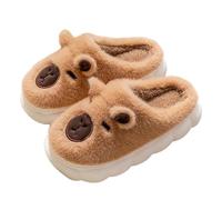 Generisch Pantofole da uomo con motivo Kapibara, suola spessa e calda, comode scarpe invernali per coppie da infilare, cachi, 42 EU