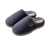 Generisch Pantofole da uomo e da donna, foderate in peluche, in memory foam, calde, invernali, antiscivolo, unisex, comode, adatte per coppie, taglie 36-48, Blu marino, 44 EU