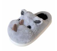 Generisch Pantofole divertenti da donna, morbide e rinoceronte, calde pantofole per animali domestici, in memory foam, chiuse, pantofole per il tempo libero, scarpe da casa antiscivolo, grigio., 41 EU