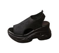 Generisch Pantofole donna sandali alla moda con plateau in rete traspirante - scarpe estive comode ed eleganti per la prossima stagione., Nero , 38 EU