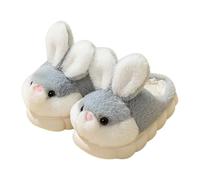 Generisch Pantofole in peluche, 3D, pantofole per animali domestici, silenziose, spesse, morbide e antiscivolo, per la casa, divertenti pantofole calde, grigio., 36 EU