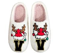 Generisch Pantofole invernali con lettere pantofole, scarpe comode, calde scarpe invernali per coppie, traspiranti comode, ideali per le vacanze per lui, Marrone 1, 38 EU