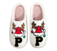 Generisch Pantofole invernali con lettere pantofole, scarpe comode, calde scarpe invernali per coppie, traspiranti comode, ideali per le vacanze per lui, gold, 38 EU