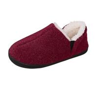 Generisch Pantofole invernali da donna con isolamento in peluche, tinta unita, con suola piatta, punta chiusa, in cotone, per le giornate fredde, Vino, 43 EU