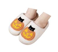 Generisch Pantofole invernali da donna con stampa di Halloween, per interni ed esterni, comode, morbide, per coppie