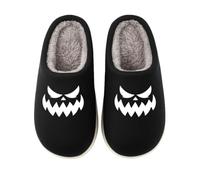 Generisch Pantofole invernali in velluto con stampa di Halloween, soffici e caldi, in memory foam, foderate, morbide, antiscivolo, per gli ospiti, Hell Ashy, 44 EU