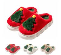 Generisch Pantofole natalizie renne invernali leggere ciabatte donna uomo carino pantofole pantofole con peluche antiscivolo per interni ed esterni, Colore: rosso, 38/39 EU