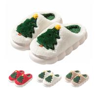 Generisch Pantofole natalizie renne invernali leggere ciabatte donna uomo carino pantofole pantofole con peluche antiscivolo per interni ed esterni, beige., 36/37 EU