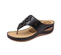 Generisch Pantofole ortopediche da donna, infradito, antiscivolo, in gomma, alla moda, ortopediche, leggere, da donna, comode e comode, con supporto per volte, da spiaggia, Nero , 38 EU