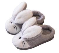 Generisch Pantofole per bambini, autunno, inverno, coniglietto, comode pantofole per bambini, antiscivolo, suola morbida, per uso interno, per bambini dai 6 ai 12 anni, 02 grigio, 35 EU