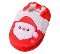 Generisch Pantofole per bambini, invernali, calde, antiscivolo, con dieci motivi natalizi, in tessuto, per bambini, per ragazzi e ragazze, pantofole per bambini, 02 rosso, 24 EU