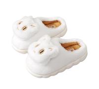 Generisch Pantofole per bambini, invernali, soffici, gatti, con fodera, suola morbida per interni ed esterni, pantofole per bambini dai 4 ai 12 anni, 03 bianco., 35 EU