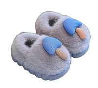 Generisch Pantofole per bambini, morbide, calde, antiscivolo, con tacco chiuso, morbida fodera interna, per bambini, per ragazzi e ragazze, per bambini dai 3 ai 14 anni, 01 grigio, 32 EU