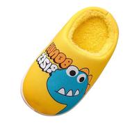 Generisch Pantofole per bambini, suola morbida, accogliente, dinosauro, carine per la casa, riscaldanti, pantofole per bambini, soffici, morbide, 04 giallo., 33.5 EU