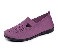 Generisch Pantofole traspiranti in maglia con punta rotonda da donna, comode scarpe per il tempo libero dal design alla moda, ideali per l'uso quotidiano, Lilla, 39 EU