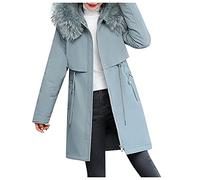Generisch Parka invernale da donna durevole con imbottitura in pelliccia sintetica di cotone imbottita, regolabile per il freddo estremo, Blu, M