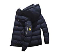 Generisch Parka invernale da uomo con giacca in piuma imbottita per il freddo estremo come giacca di transizione, antivento e traspirante, Blu, M