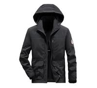 Generisch Parka invernale da uomo con imbottitura termica per un isolamento estremo dal freddo come giacca da mezza stagione alla moda in taglie forti, Nero , XXL