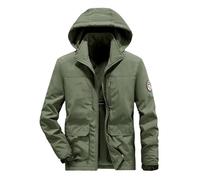 Generisch Parka invernale da uomo con imbottitura termica per un isolamento estremo dal freddo come giacca da mezza stagione alla moda in taglie forti, verde militare, 3XL