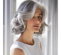 Generisch Parrucca Grigia Corta Bob Ondulata, Capelli Ricci Ondulati Grigio, Tagli di Capelli, Costume Anime Cosplay per Halloween (A)