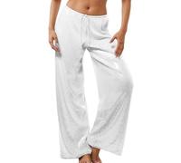 Generisch Party Outfit, pantaloni da donna, lunghi e oro, con paillettes, in argento, a vita alta, palazzo, brillanti, leggings, eleganti, per feste, carnevale, carnevale, abbigliamento con