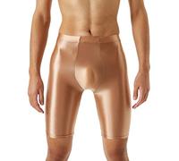 Generisch Passo senza cuciture da uomo, lucido, setoso, altamente elastico, biancheria intima da uomo taglie forti, biancheria intima trasparente., caffè, XXL