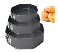 Generisch Pasticceria - Padella per torte, stampo per torte, kit con 3 ottagonali per torte di formaggio, 3 pezzi con torte al cioccolato non chic