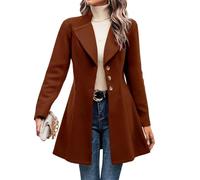 Generisch Pea Coats Donna Misto Lana Collo Alto Spesso, Trench Singolo Fila A, Giacche Autunno Inverno, marrone, L