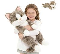 Generisch Peluche a forma di gatto realistico, Lying Pose Plush, gattino, morbido e carino, per coccole e giocare, regalo di compleanno per ragazzi e ragazze (C, 45 cm)