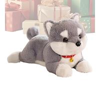 Generisch Peluche per cani, 38 cm, morbido e realistico, con campana, cucciolo sdraiato come peluche - per, bambini, compleanno, camera da, gioco interattivo e