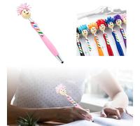 Generisch Penna a sfera con testa della bambola, viso di cartone animato 3D, penna per schermo, penna natalizia (E, 15,3 x 1,4 cm)