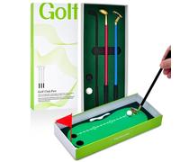 Generisch Penna a sfera da golf - divertente giocattolo da ufficio | 3 piccole penne a sfera da golf con 2 palline in miniatura, per marito, colleghi, amanti dello sport, casa, studio, scuola,
