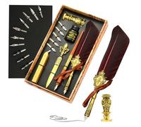 Generisch Penna e set di inchiostro, penna | Penna a immersione, ceralacca, sigillo, strumento per buste, miglior set regalo per scrivere, disegnare, firmare