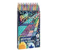 Generisch Pennarelli artistici glitterati, a doppia punta da 14,8 cm, set da disegno che non sbava, kit di pennarelli glitterati da 24, 48, 72, 96 colori, per diari, scrapbooking, schizzi, progetti di