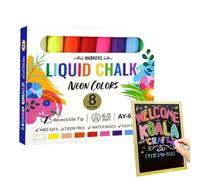 Generisch Pennarelli da lavagna cancellabili con punta reversibile da 6 mm | Gesso liquido per scrivere a scuola, ufficio, casa, aule, riunioni, sale conferenze, lavagna, lavagna bianca e