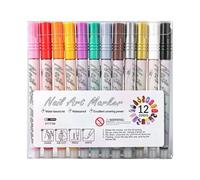 Generisch Pennarelli per unghie, 12 colori, strumenti per pittura ad asciugatura rapida, penne a punta fine per dipingere unghie, liquido saturante ricco di pigmenti, forniture artistiche per manicure