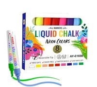 Generisch Pennarello a gesso da 6 mm, punta reversibile, cancellabile | Gesso liquido antipolvere per scuola, ufficio, casa, aule, riunioni, sale conferenze, lavagna, lavagna bianca e