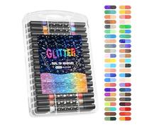 Generisch Pennarello glitterato, a doppia punta, 48 pezzi, pennarello a base d'acqua, per pietre in tessuto, carta, ragazze, donne, principianti, disegno, fai da te
