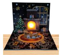 Generisch per cani di gatto pop-up natalizio 3D | Fun Cartoon Postcards con Santa Projection | per feste festive, forniture di feste, oggetti da collezione e auguri di vacanza