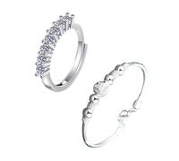 Generisch Per Colori Scelta Impilabile Anelli Femminile Straight Tail Ring Blu Regalo Cerchio Bracciale Anelli, One Size*1+One Size*1, Rame